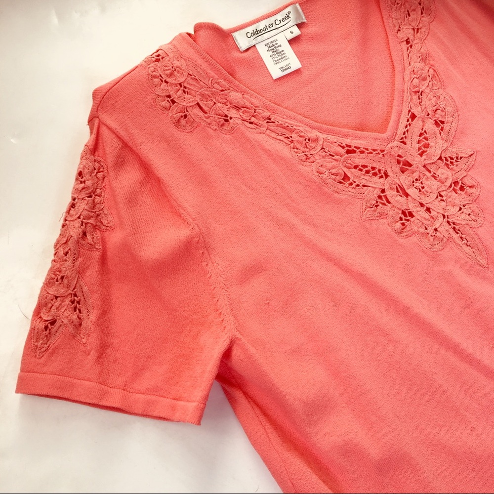 Coldwater Creek Short Sleeve Coral Colored Tee SzS